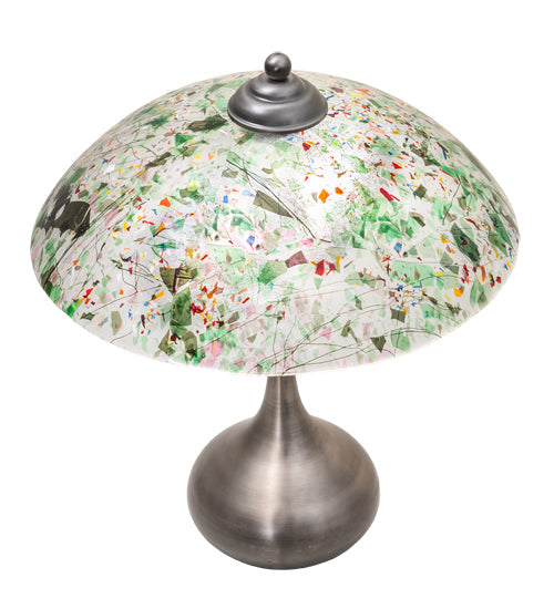 Meyda Lighting Metro Fusion 21" 2-Light Brushed Nickel Table Lamp With Multi-Colored Confetti Shade Glass