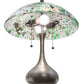 Meyda Lighting Metro Fusion 21" 2-Light Brushed Nickel Table Lamp With Multi-Colored Confetti Shade Glass