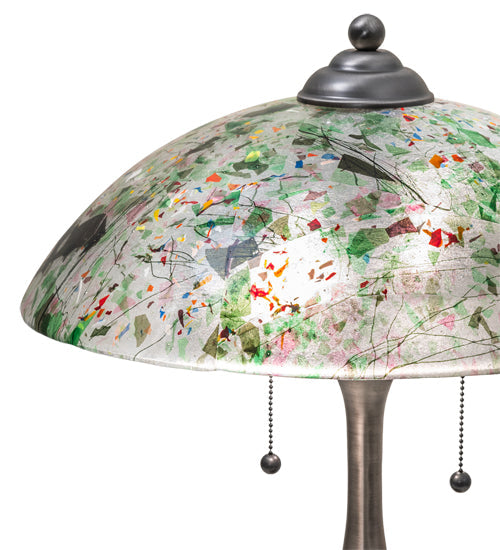 Meyda Lighting Metro Fusion 21" 2-Light Brushed Nickel Table Lamp With Multi-Colored Confetti Shade Glass