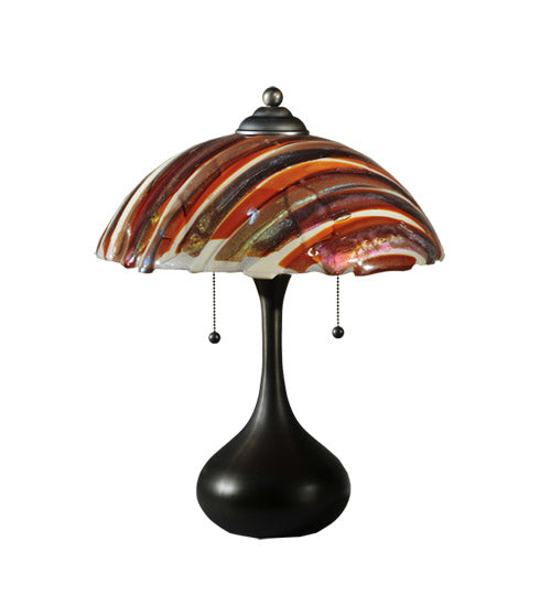 Meyda Lighting Metro Fusion 21" 2-Light Craftsman Brown Marina Table Lamp With Multi-Colored Shade Glass