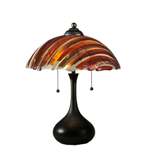 Meyda Lighting Metro Fusion 21" 2-Light Craftsman Brown Marina Table Lamp With Multi-Colored Shade Glass