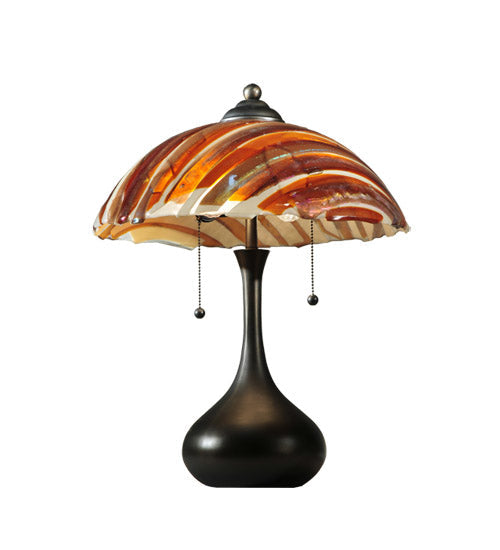 Meyda Lighting Metro Fusion 21" 2-Light Craftsman Brown Marina Table Lamp With Multi-Colored Shade Glass