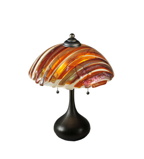 Meyda Lighting Metro Fusion 21" 2-Light Craftsman Brown Marina Table Lamp With Multi-Colored Shade Glass