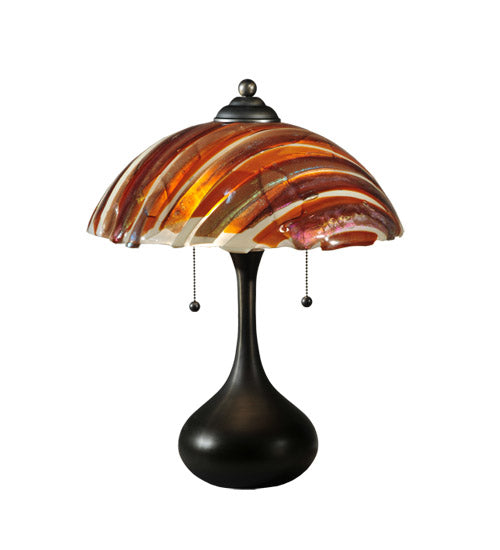 Meyda Lighting Metro Fusion 21" 2-Light Craftsman Brown Marina Table Lamp With Multi-Colored Shade Glass