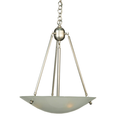 Meyda Lighting Metro Fusion 21" 3-Light Nickel Deco Ball Inverted Pendant Light With Frosted Clear Shade Glass