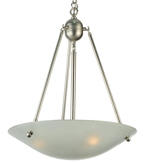 Meyda Lighting Metro Fusion 21" 3-Light Nickel Deco Ball Inverted Pendant Light With Frosted Clear Shade Glass