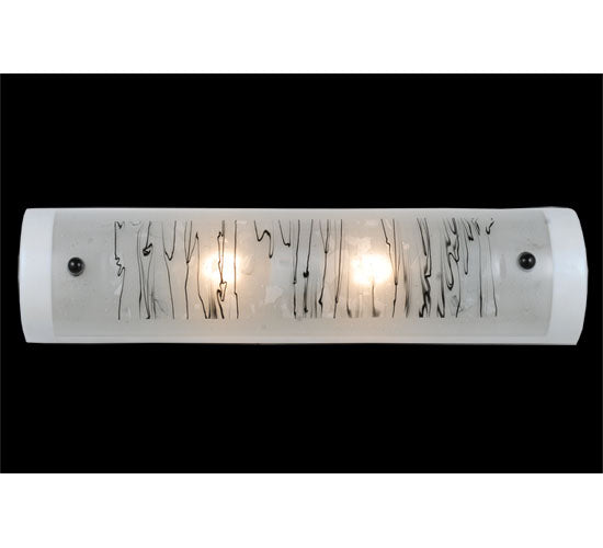 Meyda Lighting Metro Fusion 22" 2-Light Nickel Twigs Vanity Light With White and Gray Shade Glass