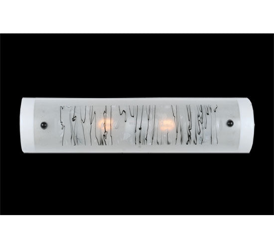 Meyda Lighting Metro Fusion 22" 2-Light Nickel Twigs Vanity Light With White and Gray Shade Glass