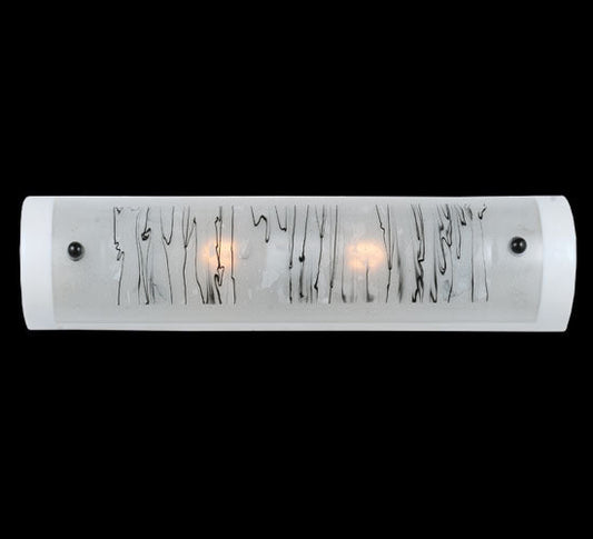 Meyda Lighting Metro Fusion 22" 2-Light Nickel Twigs Vanity Light With White and Gray Shade Glass