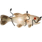 Meyda Lighting Metro Fusion 22" 2-Light Textured Black Bass Wall Sconce With White & Brown Fused Shade Glass