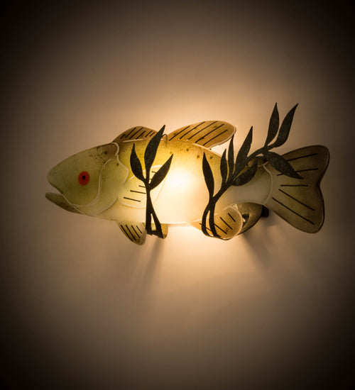 Meyda Lighting Metro Fusion 22" Tarnished Copper Bass Wall Sconce With Multi-Colored Fused Shade Glass