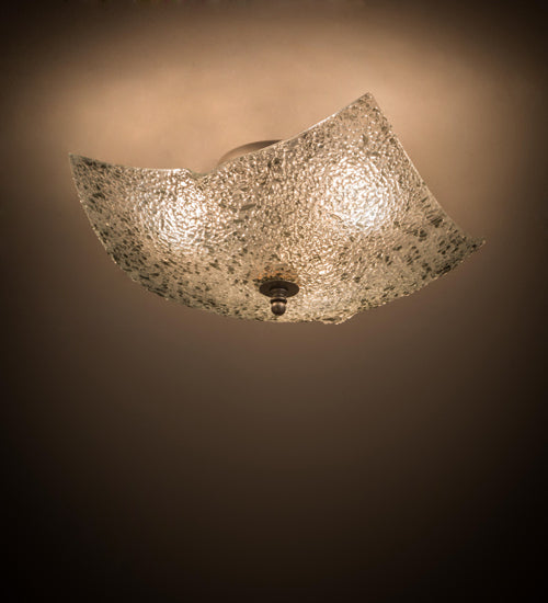 Meyda Lighting Metro Fusion 23" 3-Light Gray Moonscape Flush Mount Light With Clear and Gray Shade Glass