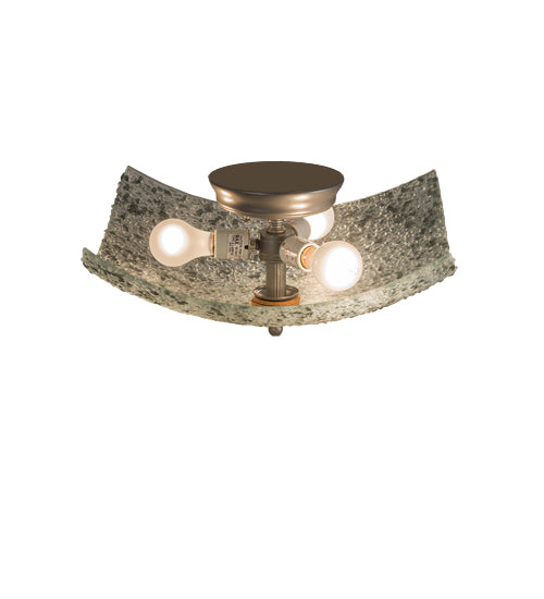 Meyda Lighting Metro Fusion 23" 3-Light Gray Moonscape Flush Mount Light With Clear and Gray Shade Glass