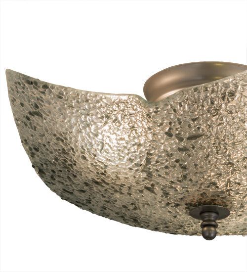 Meyda Lighting Metro Fusion 23" 3-Light Gray Moonscape Flush Mount Light With Clear and Gray Shade Glass