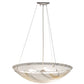 Meyda Lighting Metro Fusion 24" 3-Light Brushed Nickel Ramoscelli Inverted Pendant Light With White Iridescent & Clear Shade Glass