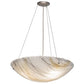 Meyda Lighting Metro Fusion 24" 3-Light Brushed Nickel Ramoscelli Inverted Pendant Light With White Iridescent & Clear Shade Glass