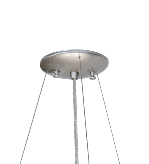 Meyda Lighting Metro Fusion 24" 3-Light Brushed Nickel Ramoscelli Inverted Pendant Light With White Iridescent & Clear Shade Glass