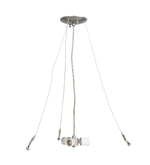 Meyda Lighting Metro Fusion 24" 3-Light Brushed Nickel Ramoscelli Inverted Pendant Light With White Iridescent & Clear Shade Glass