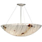 Meyda Lighting Metro Fusion 24" 3-Light Brushed Nickel Ramoscelli Inverted Pendant Light With White Iridescent Shade Glass