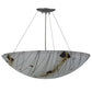 Meyda Lighting Metro Fusion 24" 3-Light Brushed Nickel Ramoscelli Inverted Pendant Light With White Iridescent Shade Glass