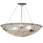 Meyda Lighting Metro Fusion 24" 3-Light Brushed Nickel Ramoscelli Inverted Pendant Light With White Iridescent Shade Glass