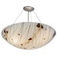 Meyda Lighting Metro Fusion 24" 3-Light Brushed Nickel Ramoscelli Inverted Pendant Light With White Iridescent Shade Glass