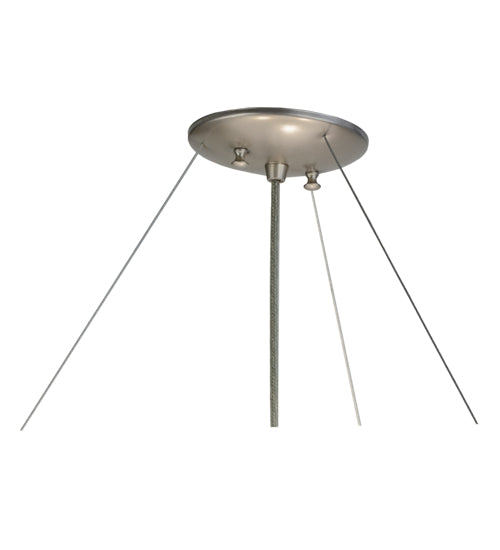 Meyda Lighting Metro Fusion 24" 3-Light Brushed Nickel Ramoscelli Inverted Pendant Light With White Iridescent Shade Glass