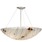 Meyda Lighting Metro Fusion 24" 3-Light Brushed Nickel Ramoscelli Inverted Pendant Light With White Iridescent Shade Glass