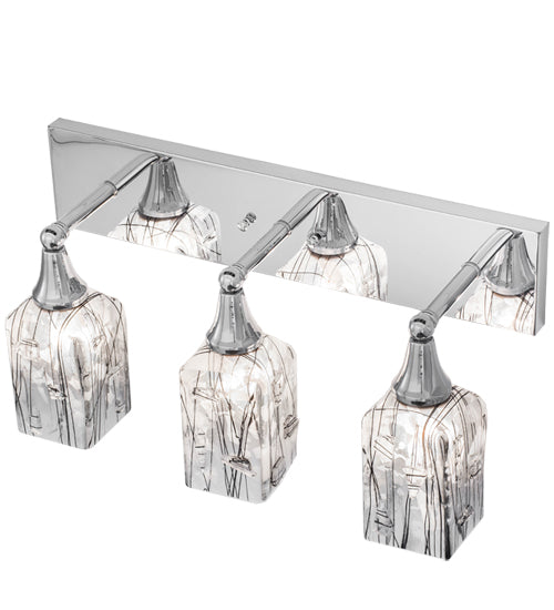 Meyda Lighting Metro Fusion 24" 3-Light Chrome Licorice Vanity Light With Clear & Black Strips Shade Glass