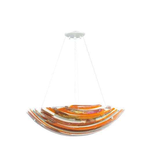 Meyda Lighting Metro Fusion 24" 3-Light Nickel Marina Inverted Pendant Light With Multi-Colored Shade Glass