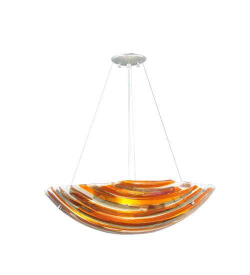Meyda Lighting Metro Fusion 24" 3-Light Nickel Marina Inverted Pendant Light With Multi-Colored Shade Glass