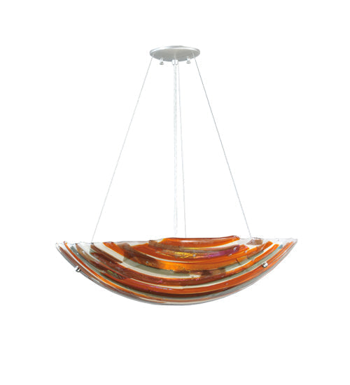 Meyda Lighting Metro Fusion 24" 3-Light Nickel Marina Inverted Pendant Light With Multi-Colored Shade Glass