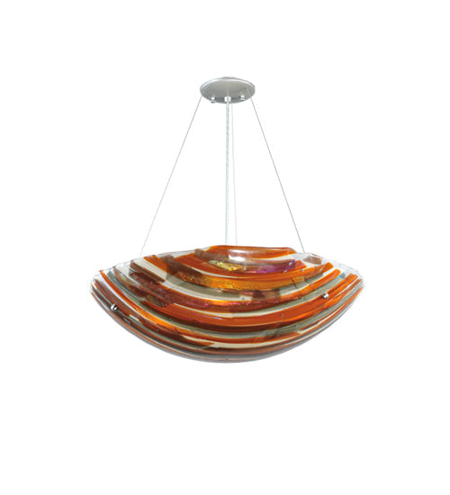 Meyda Lighting Metro Fusion 24" 3-Light Nickel Marina Inverted Pendant Light With Multi-Colored Shade Glass