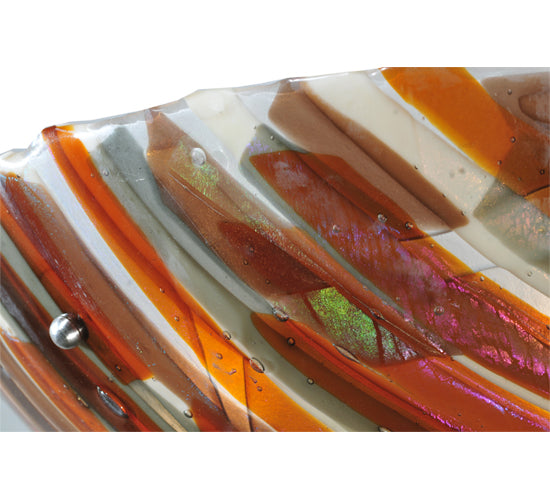 Meyda Lighting Metro Fusion 24" 3-Light Nickel Marina Inverted Pendant Light With Multi-Colored Shade Glass