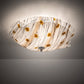 Meyda Lighting Metro Fusion 24" 3-Light Nickel Ramoscelli Flush Mount Light With Brown & White Fused Shade Glass