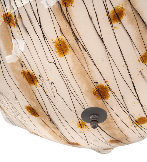 Meyda Lighting Metro Fusion 24" 3-Light Nickel Ramoscelli Flush Mount Light With Brown & White Fused Shade Glass