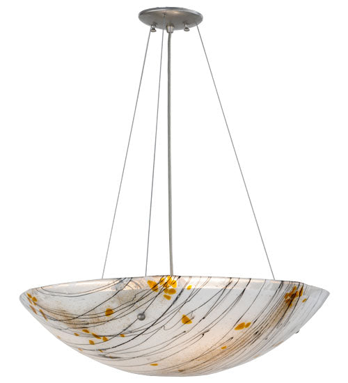 Meyda Lighting Metro Fusion 24" 3-Light Nickel Ramoscelli Inverted Pendant Light With White Fused Shade Glass