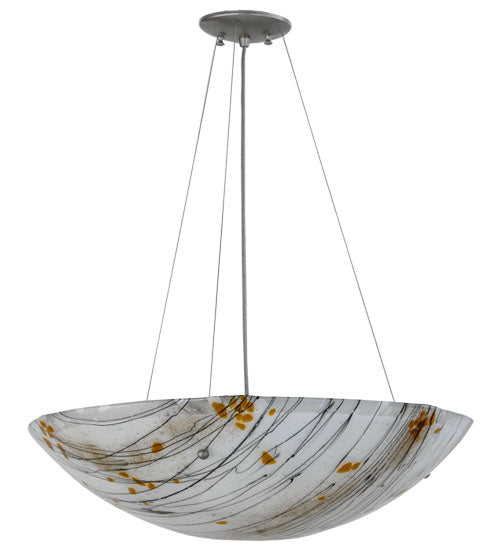 Meyda Lighting Metro Fusion 24" 3-Light Nickel Ramoscelli Inverted Pendant Light With White Fused Shade Glass