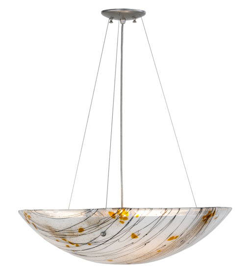Meyda Lighting Metro Fusion 24" 3-Light Nickel Ramoscelli Inverted Pendant Light With White Fused Shade Glass