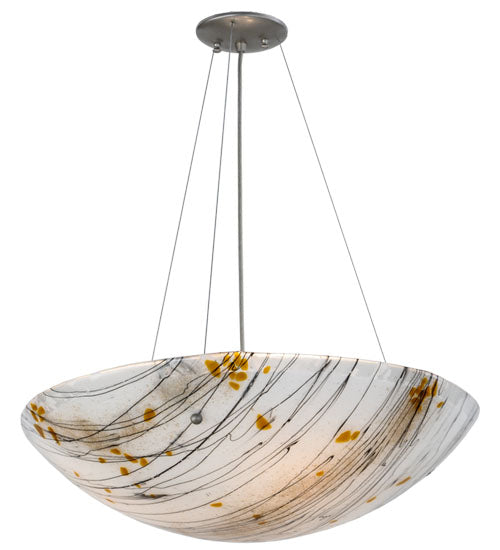 Meyda Lighting Metro Fusion 24" 3-Light Nickel Ramoscelli Inverted Pendant Light With White Fused Shade Glass