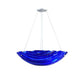 Meyda Lighting Metro Fusion 24" 3-Light Silver Inverted Pendant Light With Blue Shade Glass