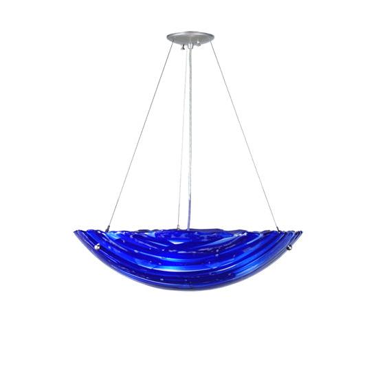 Meyda Lighting Metro Fusion 24" 3-Light Silver Inverted Pendant Light With Blue Shade Glass