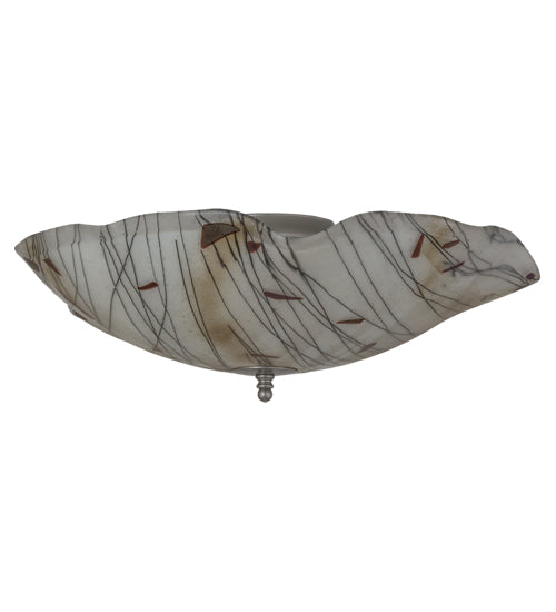 Meyda Lighting Metro Fusion 24" 3-Light Silver Ramoscelli Flush Mount Light With White Iridescent & Black Twig Shade Glass