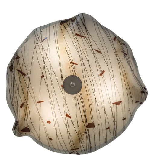 Meyda Lighting Metro Fusion 24" 3-Light Silver Ramoscelli Flush Mount Light With White Iridescent & Black Twig Shade Glass