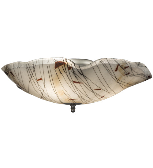 Meyda Lighting Metro Fusion 24" 3-Light Silver Ramoscelli Flush Mount Light With White Iridescent & Black Twig Shade Glass