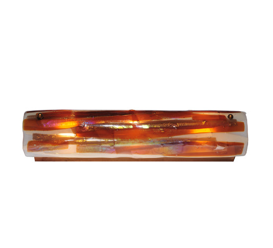 Meyda Lighting Metro Fusion 24" 3-Light Translucent Copper Marina Vanity Light With Multi-Colored Iridescent Shade Glass