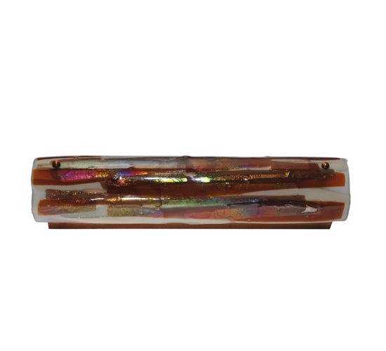 Meyda Lighting Metro Fusion 24" 3-Light Translucent Copper Marina Vanity Light With Multi-Colored Iridescent Shade Glass