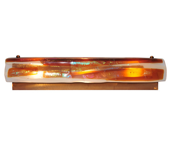 Meyda Lighting Metro Fusion 24" 3-Light Translucent Copper Marina Vanity Light With Multi-Colored Iridescent Shade Glass