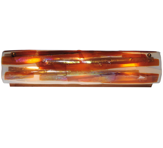 Meyda Lighting Metro Fusion 24" 3-Light Translucent Copper Marina Vanity Light With Multi-Colored Iridescent Shade Glass