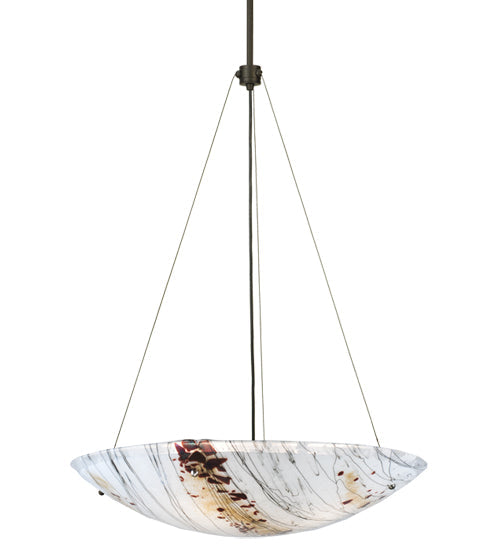 Meyda Lighting Metro Fusion 25" 3-Light Craftsman Brown Inverted Pendant Light With White Ramoscelli Shade Glass